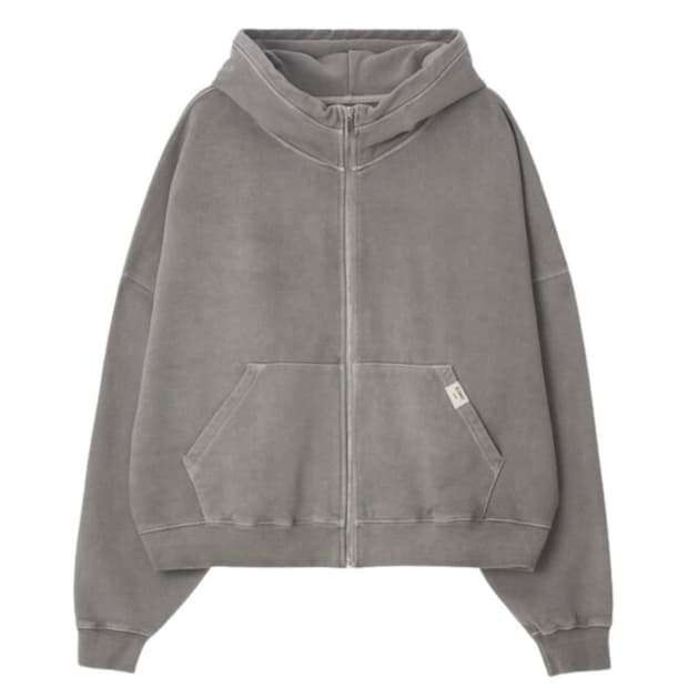 글로니 워시드 박시 집업 그레이