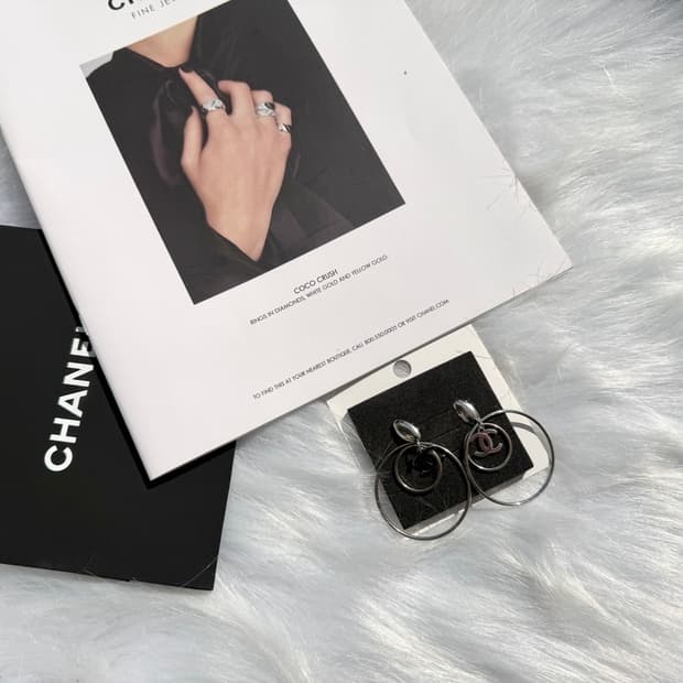 실버 링 레이어드 샤넬 이어링