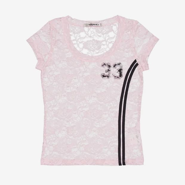 [새상품] 셋업이엑스이 33 LACE TOP BABY PINK