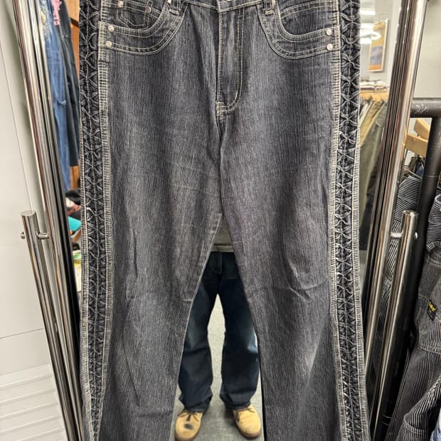 Japanese vintage 여성 부츠컷 흑청 데님팬츠