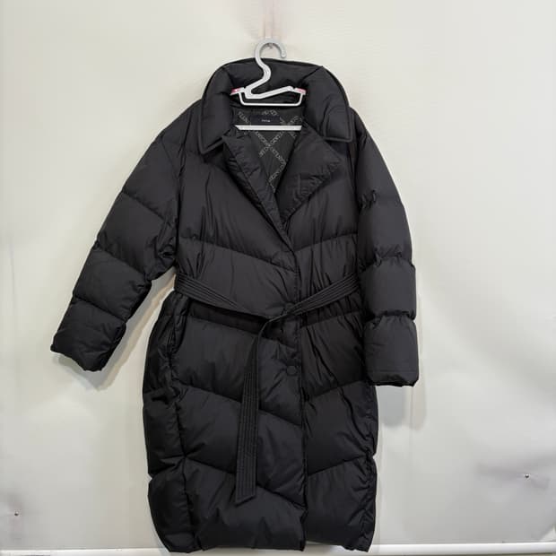 한섬 시스템 구스다운 롱패딩 55 블랙 상태최상