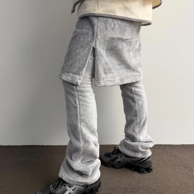 지초이 컴포트 25-004 플리스 보아 스커트 라이트그레이