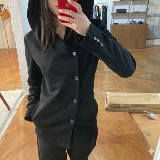 S / 자라 사선 버튼 후드 자켓