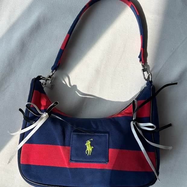 폴로 랄프로렌 업사이클링 스트라이프 숄더백