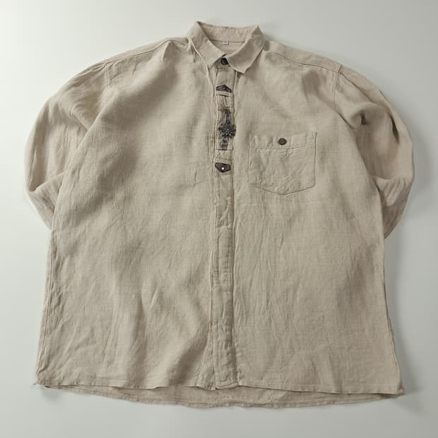 CA431 XL 알펜랜드 80s 독일판 바바리안 린넨 셔츠 남방