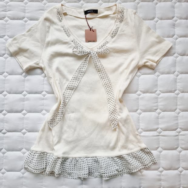 도트 리본 프릴 롱티