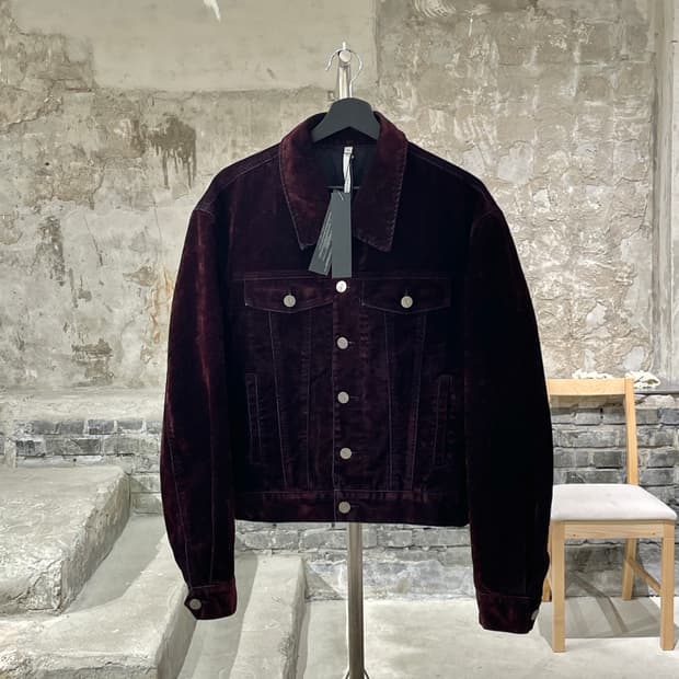 노이어 와인 벨벳 트러커 데님 자켓