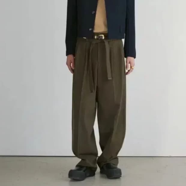 렉토 24FW 벨트 하이웨스트 팬츠 카키 L size