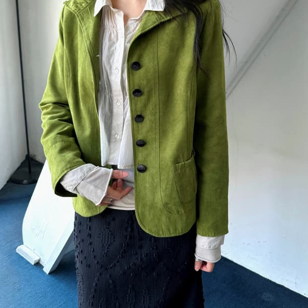 Fake suede over shoulder blouson