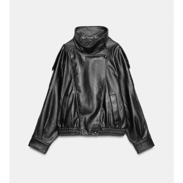 자라 페이크 레더 점퍼