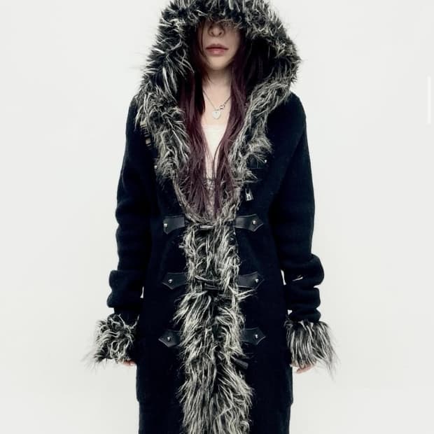 Midas Fur Trim Long Cardigan