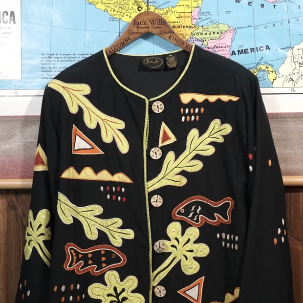 1990s 아플리케 핸드메이드 자수 자켓