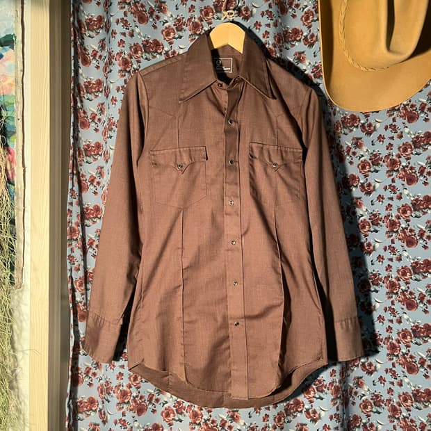 70s jcpenny 브라운 웨스턴 셔츠