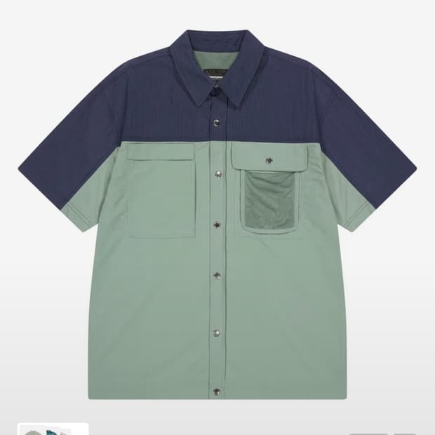 오프그리드 컬러블록 반팔 셔츠 L