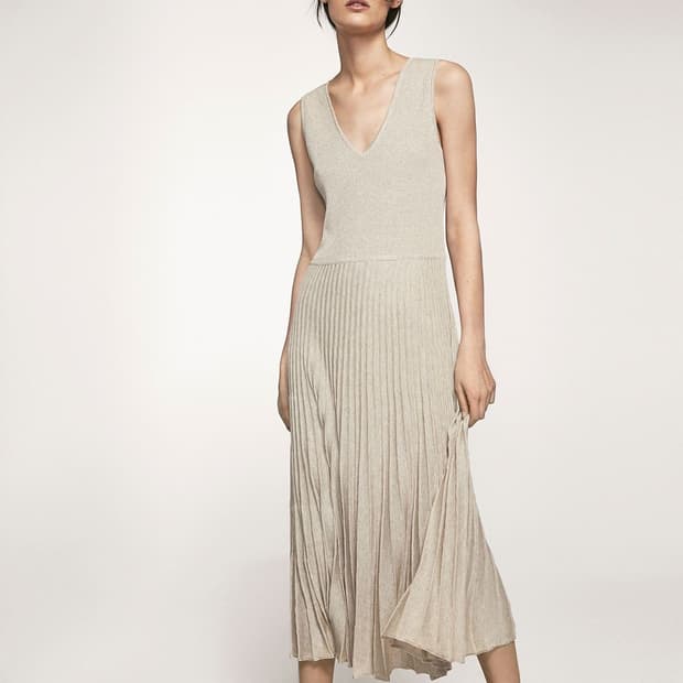 [S] 마시모 두띠 니트 플리티드 원피스 베이지