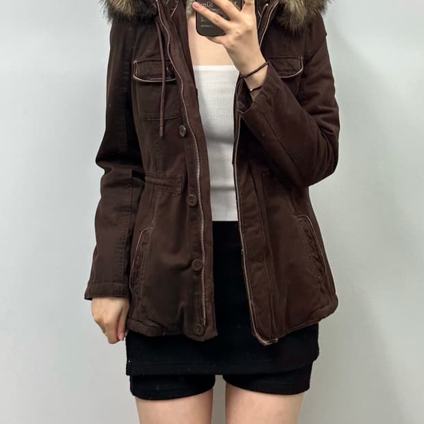 아베크롬비 빈티지 브라운 모리걸 y2k 와투케 퍼 울프죠 야상 자켓