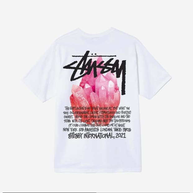 XL 스투시 자수정 리플렉션 반팔 티셔츠 화이트