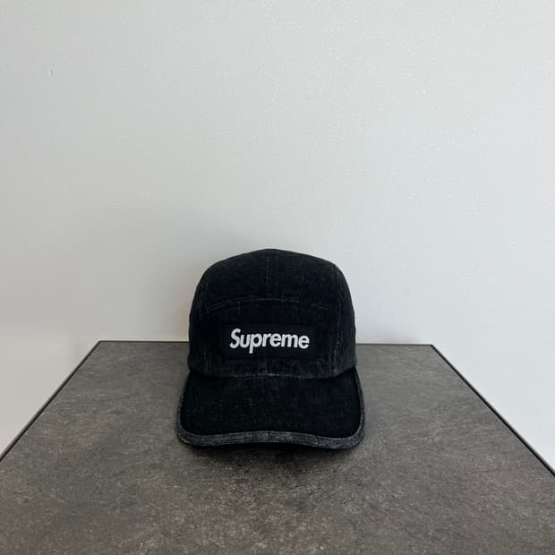 (OS) 슈프림 박스로고 캠프캡 모자 데님 블랙