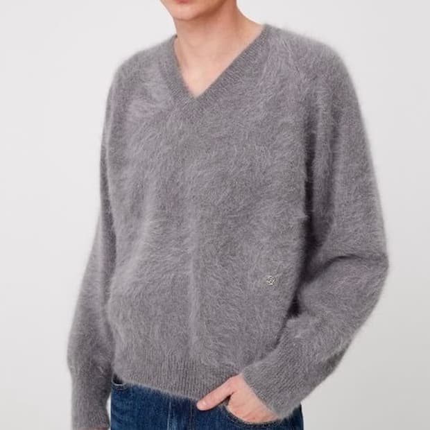 문선 유니섹스 프리미엄 앙고라 스웨터 그레이