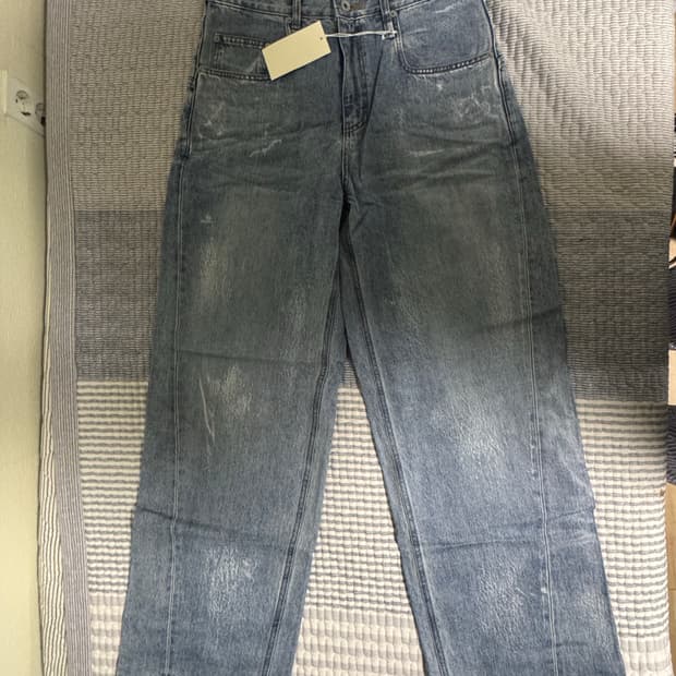 Yiyae 코팅 블루 워싱 데님 라지사이즈