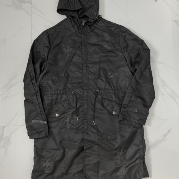 25SS 크롬하츠 VIC 크로스 레더패치 롱 야상 자켓 M