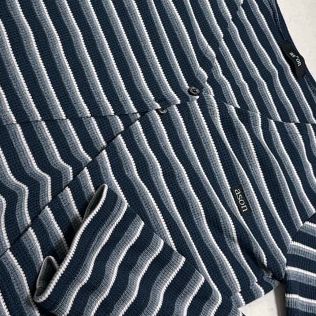 애즈온 스트라이프 가디건 ( Navy )