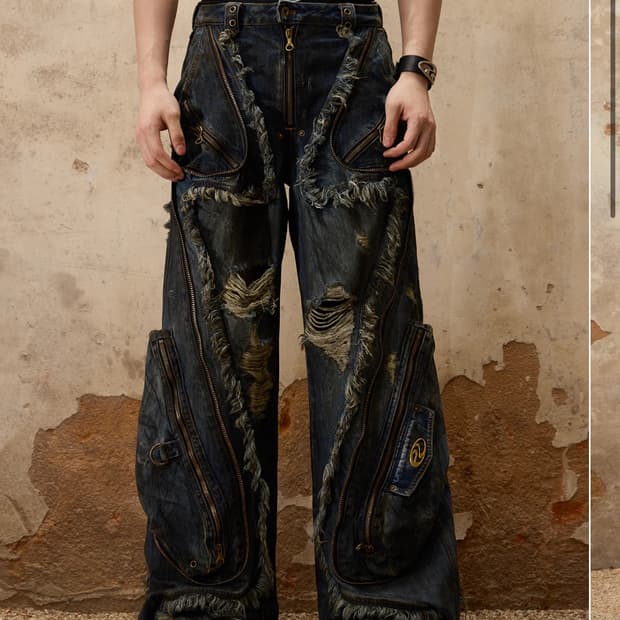 PERSONSOUL ALIENS DIRTY RIPPED DENIM JEA