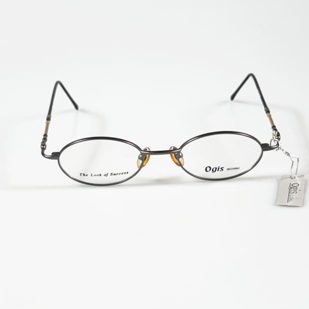 OGIS 다크 실버 슬림 오벌 메탈 프레임 빈티지 안경