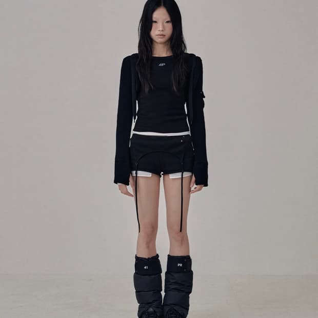 41PRAY Knit Hoodie Bolero Cardigan 블랙