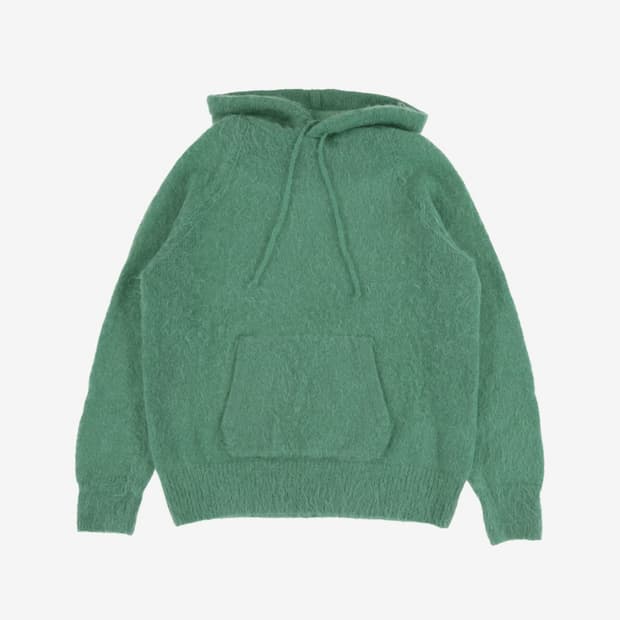 BRUSHED SUPER KID MOHAIR KNIT HOOD