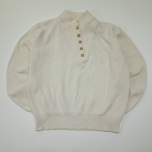 CL039 엘엘빈 80s 오리지널 미제 빈티지 아이보리 헨리넥 니트