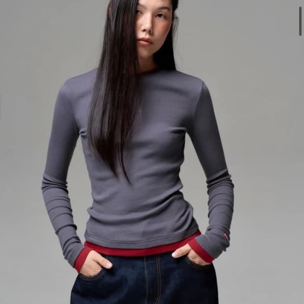 이알에이 WOMEN COLOR LAYERED SLIM RIB T
