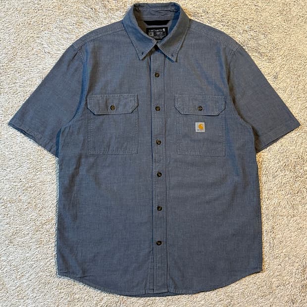칼하트 CARHARTT 루즈핏 투포켓 샴브레이 데님 반팔셔츠