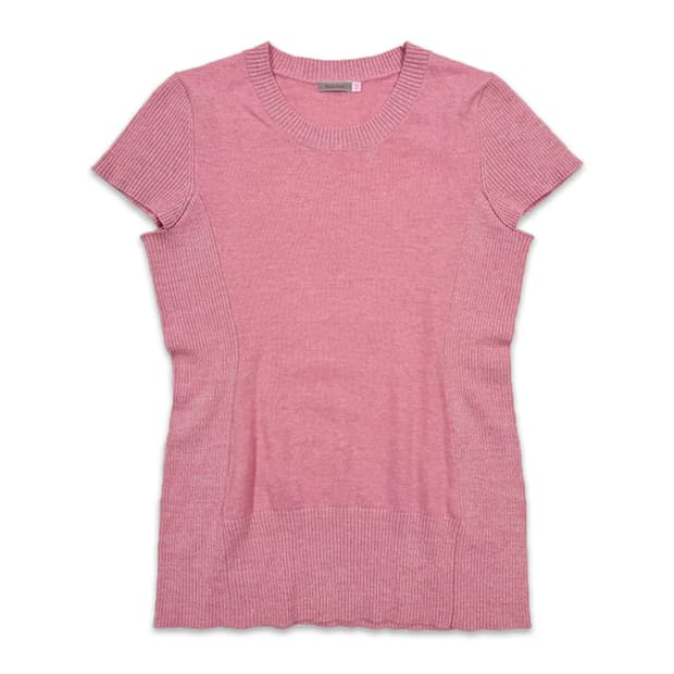 빈티지 핑크 레이어드 캡소매 반팔 니트