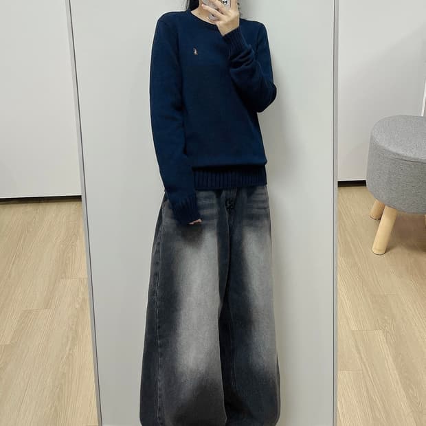 폴로 랄프로렌 멀티포니 네이비 코튼 니트