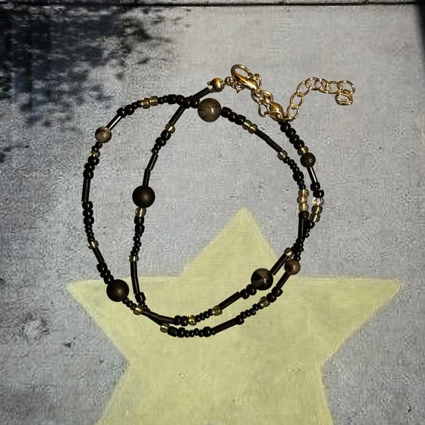 Noir Star 빈티지 비즈목걸이