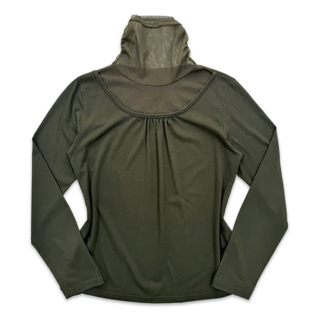 빈티지 카키 시스루넥 레이어드 긴팔티