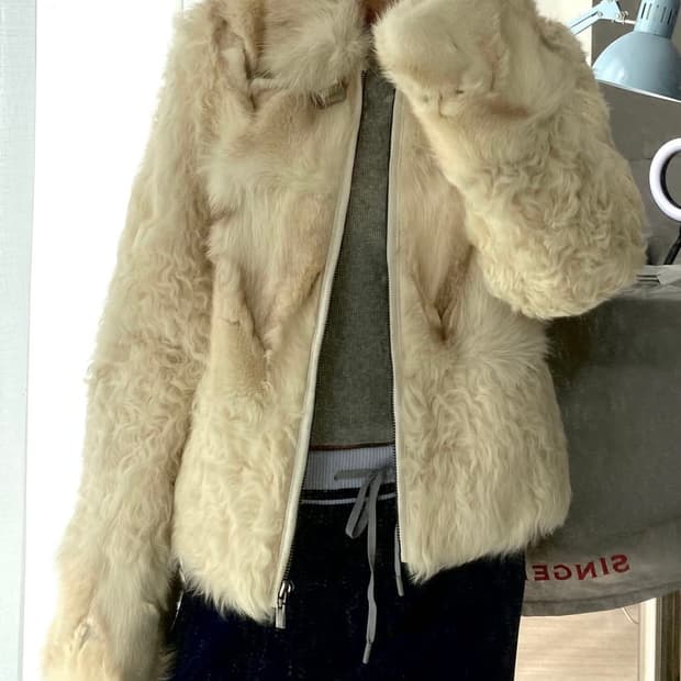 빈티지 폭스 래빗 퍼 자켓