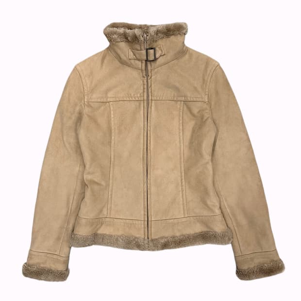 KUMIKYOKU beige fur shearling jacket