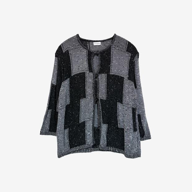 Square Pattern Knit Cardigan