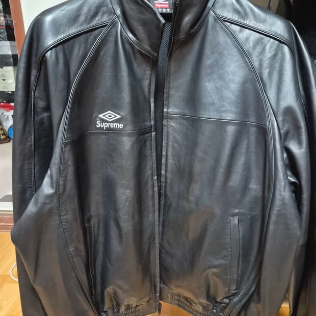 슈프림X엄브로 레더 트랙 자켓