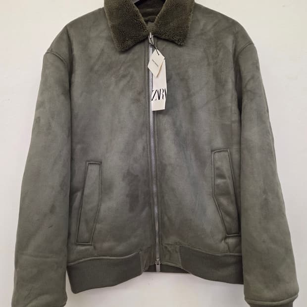 새거))자라 에코 무스탕 자켓 카키색 XL