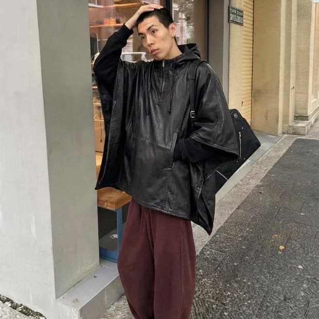 하브 비나르드 / 레더 풀오버 후디판초우