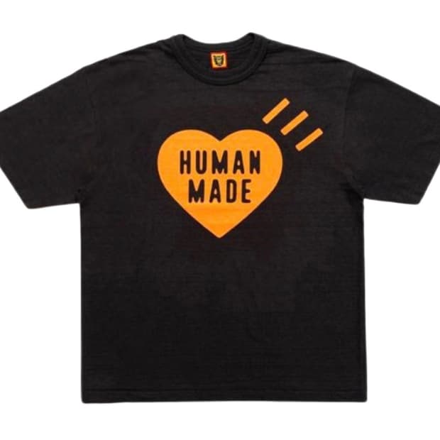 휴먼 메이드 하트 티셔츠 화이트 오렌지 - 시부야 파르코 스토어 한정