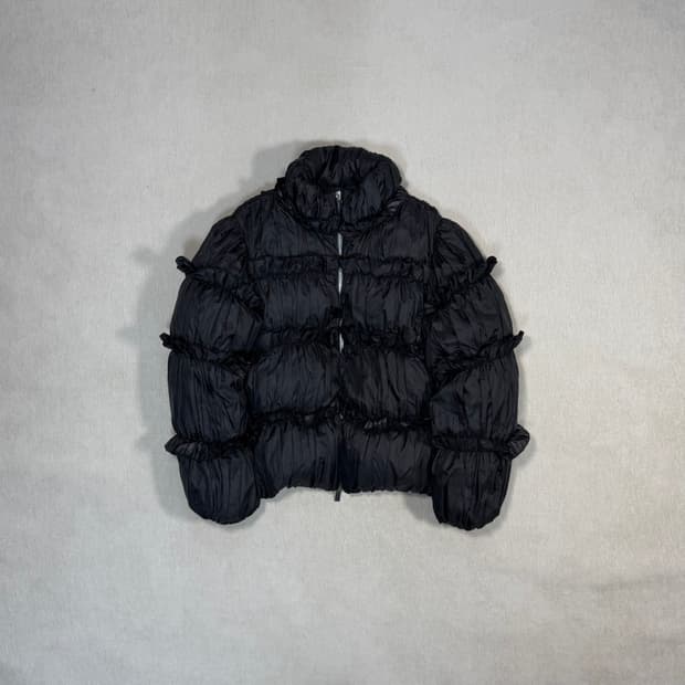 Ruffle Black Down Open Back Padding Jack