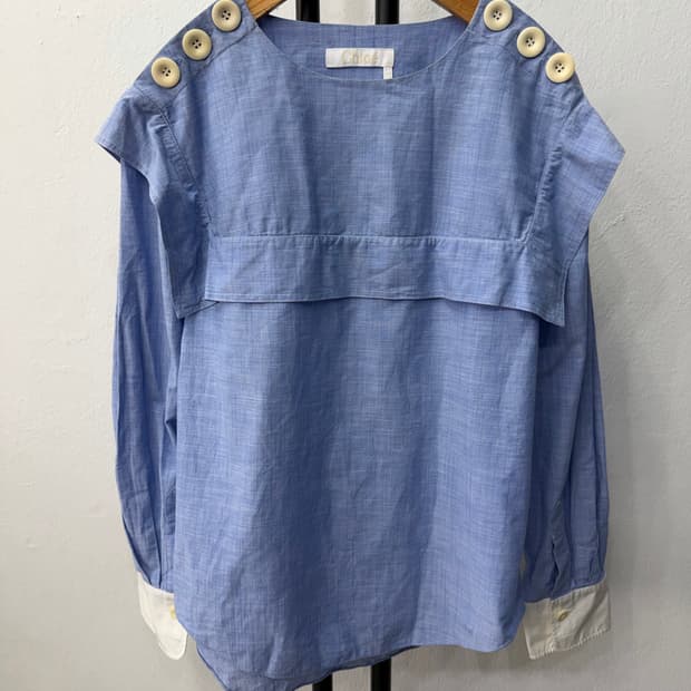 정품) 끌로에 블루 셔츠 긴팔 블라우스 38