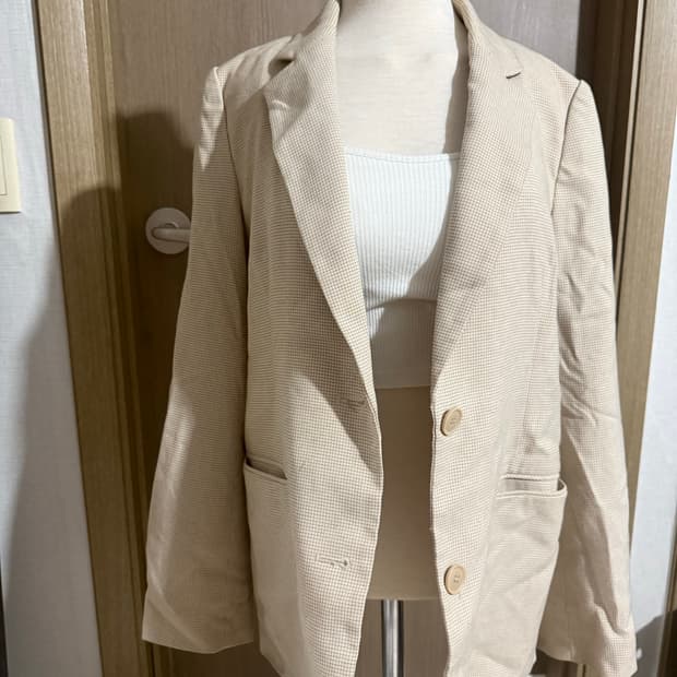 아이보리 체크 블레이저