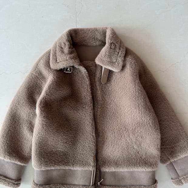 무스탕 퍼 자켓 브라운