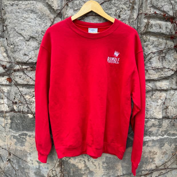 챔피온 빈티지 자수 팔 프린팅 스웻 셔츠 맨투맨 레드 L