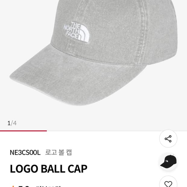 더노스페이스 로고 볼캡 그레이 (새상품)